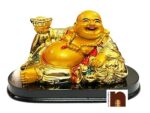 Feng Shui Laughing Buddha | Happy Man Sitting with Ingot (Width 14 Cms) (1 Pc)