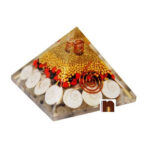 Orgone Pyramid with Gomti Chakra & Red & White Gunja | Chirmi Beads (1 Pc)