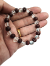 Wood & Crystal | Red Sandalwood | Lal Chandan & Diamond Cut Crystal | Sphatik Bracelet (1 Pc)