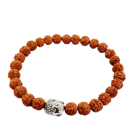 5 Mukhi Rudraksha Bracelet With Buddha Head For Men & Women (Stretchable) (1 Pc)