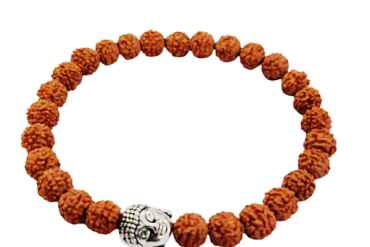 5 Mukhi Rudraksha Bracelet With Buddha Head For Men & Women (Stretchable) (1 Pc)