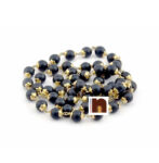 Shaligram Stone Round Beads Mala In Copper Capping (54+1 Beads) (7-8 MM Approx) (1 Pc)