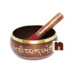 Singing Bowl | Tibetan Buddhist Prayer Instrument with Wooden Stick | Meditation Bowl | Music Therapy (Brown) (4 Inches Approx) (1 Pc)