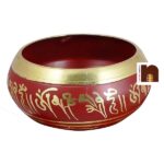 Singing Bowl | Tibetan Buddhist Prayer Instrument with Wooden Stick | Meditation Bowl | Music Therapy (Red) (4 Inches Approx) (1 Pc)
