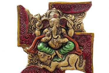 Lord Ganesha On Swastik Wall Hanging (15.5 Cms) (1 Pc)