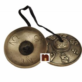 Brass Tingsha Bell With Lucky Symbols For Meditation (Tibetan Cymbals) (7.5 Cms Approx) (1 Pc)